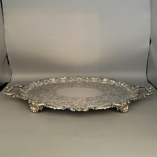 EDWARDIAN SILVER PLATED FOOTED SERVING TRAY - ADDITIONAL PHOTO 2