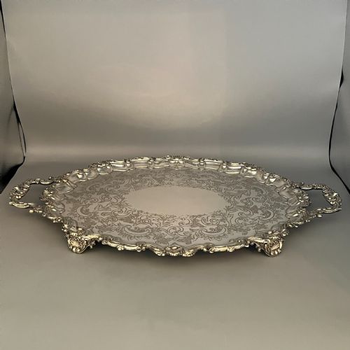 EDWARDIAN SILVER PLATED FOOTED SERVING TRAY - ADDITIONAL PHOTO 3