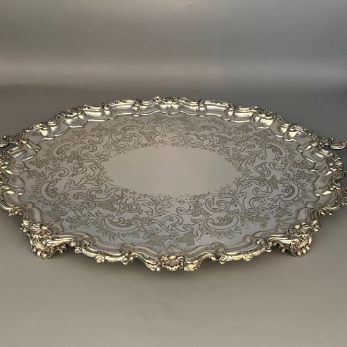 EDWARDIAN SILVER PLATED FOOTED SERVING TRAY - ADDITIONAL PHOTO 6