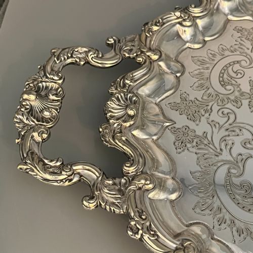 EDWARDIAN SILVER PLATED FOOTED SERVING TRAY - ADDITIONAL PHOTO 7