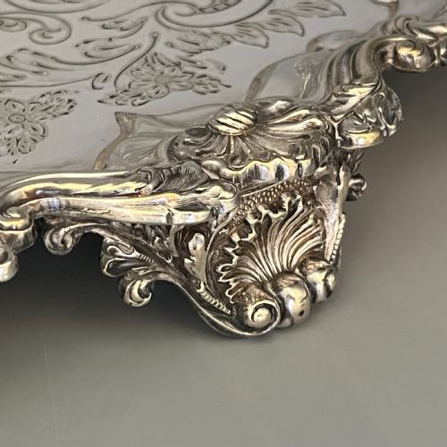 EDWARDIAN SILVER PLATED FOOTED SERVING TRAY - ADDITIONAL PHOTO 14