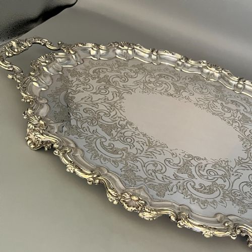 EDWARDIAN SILVER PLATED FOOTED SERVING TRAY - ADDITIONAL PHOTO 15