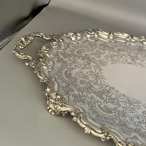 EDWARDIAN SILVER PLATED FOOTED SERVING TRAY - ADDITIONAL PHOTO 16