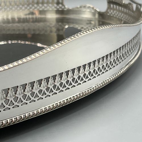 LARGE EDWARDIAN SILVER PLATED GALLERIED SERVING TRAY - ADDITIONAL PHOTO 4