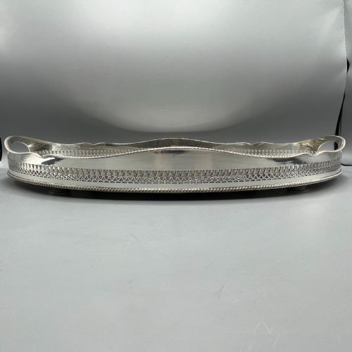 LARGE EDWARDIAN SILVER PLATED GALLERIED SERVING TRAY - ADDITIONAL PHOTO 7