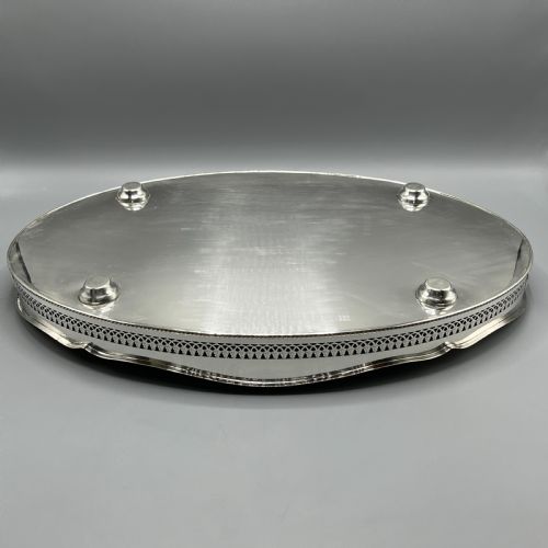 LARGE EDWARDIAN SILVER PLATED GALLERIED SERVING TRAY - ADDITIONAL PHOTO 16