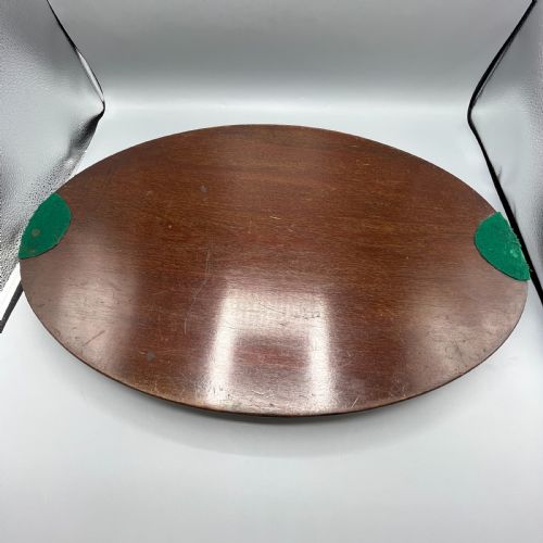 LARGE EDWARDIAN MAHOGANY INLAID SERVING TRAY WITH SCALLOPED GALLERY - ADDITIONAL PHOTO 17