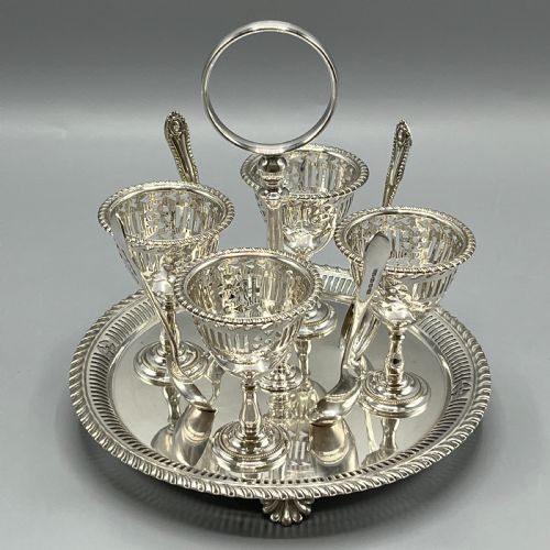 Edwardian Silver Plated Egg Cruet Set