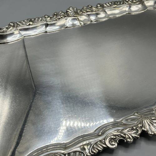 LARGE LONG VICTORIAN SILVER PLATED BUTLER SERVING TRAY - ADDITIONAL PHOTO 7