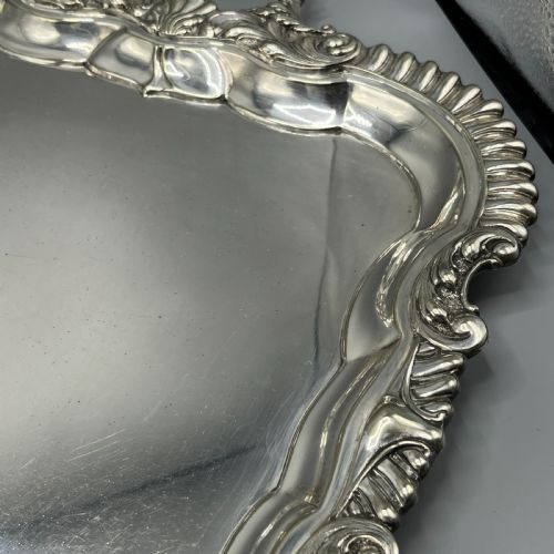 LARGE LONG VICTORIAN SILVER PLATED BUTLER SERVING TRAY - ADDITIONAL PHOTO 21
