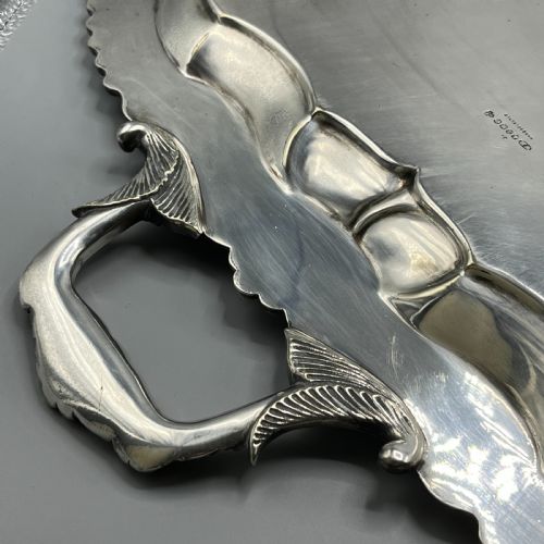 LARGE LONG VICTORIAN SILVER PLATED BUTLER SERVING TRAY - ADDITIONAL PHOTO 23