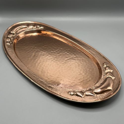 LARGE ARTS CRAFTS ART NOUVEAU REPOUSSE COPPER TRAY