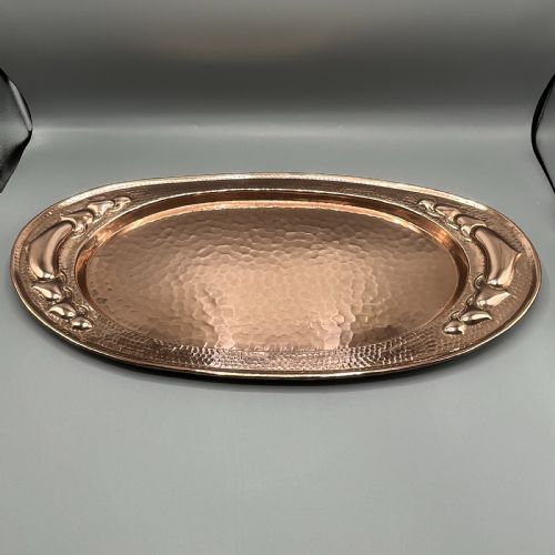 LARGE ARTS CRAFTS ART NOUVEAU REPOUSSE COPPER TRAY - ADDITIONAL PHOTO 1