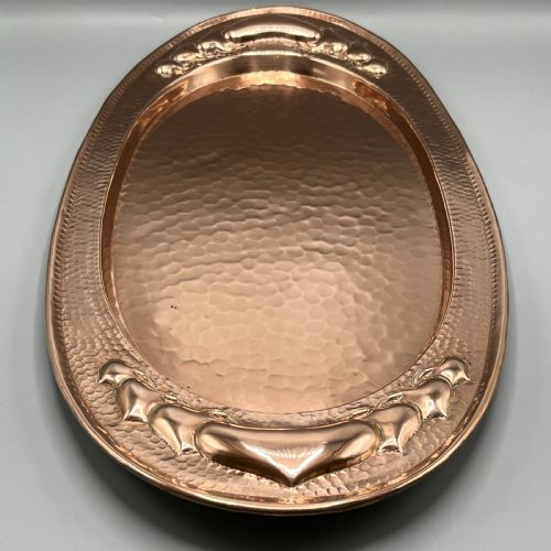 LARGE ARTS CRAFTS ART NOUVEAU REPOUSSE COPPER TRAY - ADDITIONAL PHOTO 2