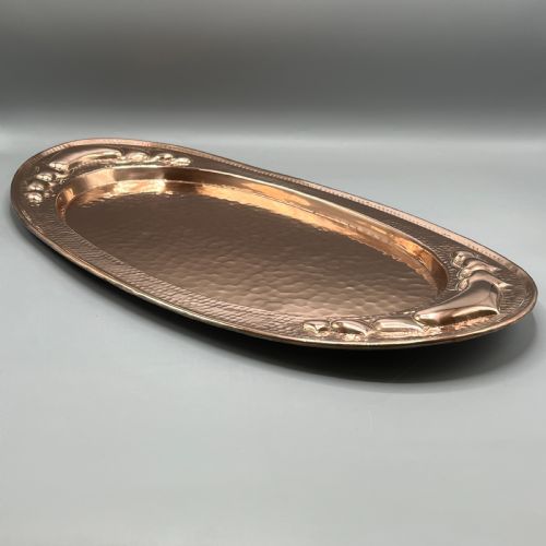 LARGE ARTS CRAFTS ART NOUVEAU REPOUSSE COPPER TRAY - ADDITIONAL PHOTO 6