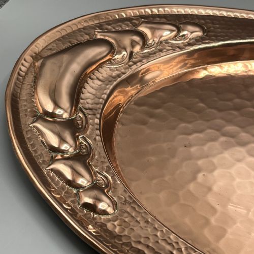 LARGE ARTS CRAFTS ART NOUVEAU REPOUSSE COPPER TRAY - ADDITIONAL PHOTO 10