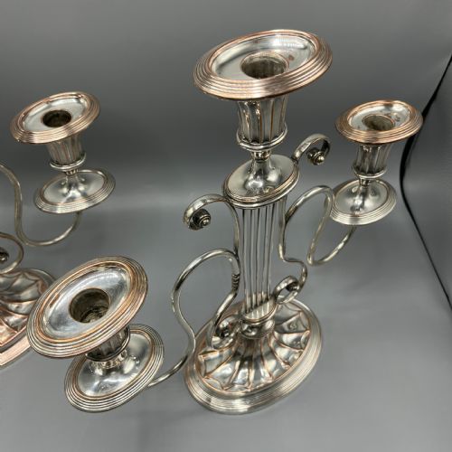 PAIR GEORGIAN OLD SHEFFIELD PLATE LYRESHAPED 3LIGHT CANDELABRA - ADDITIONAL PHOTO 3