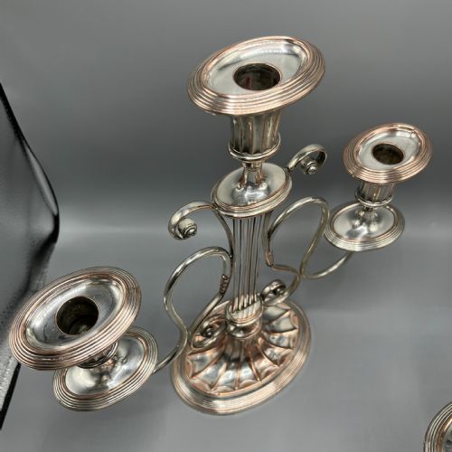 PAIR GEORGIAN OLD SHEFFIELD PLATE LYRESHAPED 3LIGHT CANDELABRA - ADDITIONAL PHOTO 4