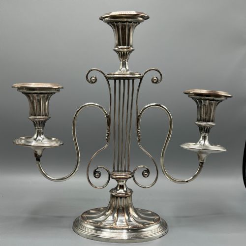 PAIR GEORGIAN OLD SHEFFIELD PLATE LYRESHAPED 3LIGHT CANDELABRA - ADDITIONAL PHOTO 7