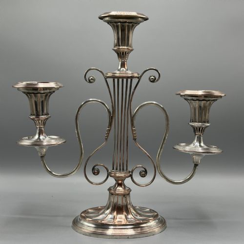PAIR GEORGIAN OLD SHEFFIELD PLATE LYRESHAPED 3LIGHT CANDELABRA - ADDITIONAL PHOTO 9
