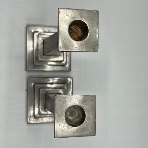 PAIR ART DECO ENGLISH PEWTER CANDLESTICKS - ADDITIONAL PHOTO 7