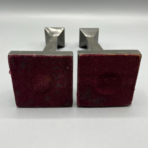 PAIR ART DECO ENGLISH PEWTER CANDLESTICKS - ADDITIONAL PHOTO 15