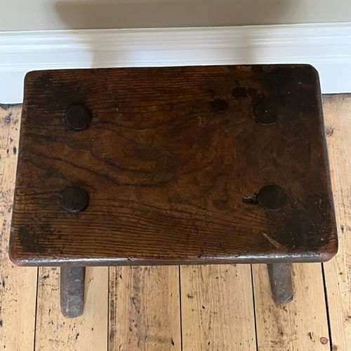 ANTIQUE OAK STOOL - ADDITIONAL PHOTO 4