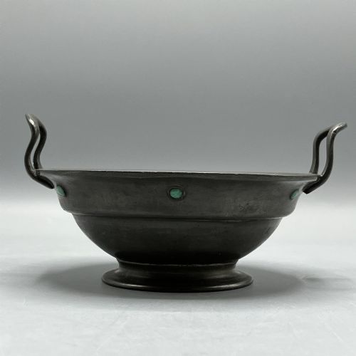 LIBERTY CO PEWTER PORRINGER BOWL OR SUGAR BASIN WITH CABOCHONS TUDRIC 03 - ADDITIONAL PHOTO 2