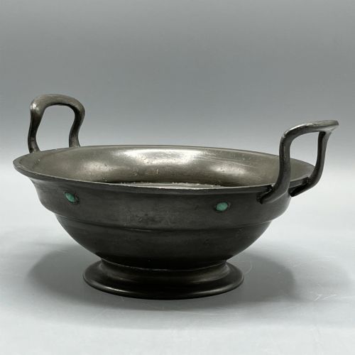 LIBERTY CO PEWTER PORRINGER BOWL OR SUGAR BASIN WITH CABOCHONS TUDRIC 03 - ADDITIONAL PHOTO 3