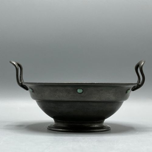LIBERTY CO PEWTER PORRINGER BOWL OR SUGAR BASIN WITH CABOCHONS TUDRIC 03 - ADDITIONAL PHOTO 6