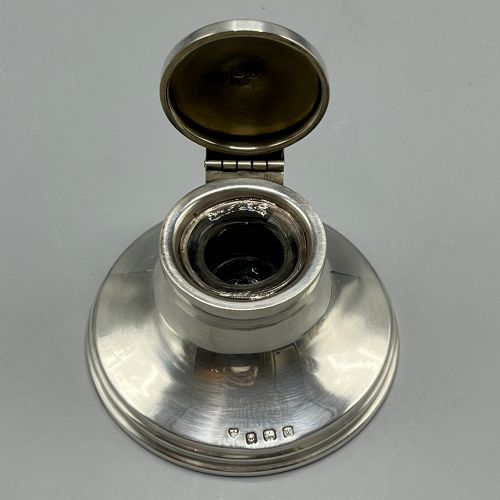 ANTIQUE ART DECO STERLING SILVER INKWELL - ADDITIONAL PHOTO 9