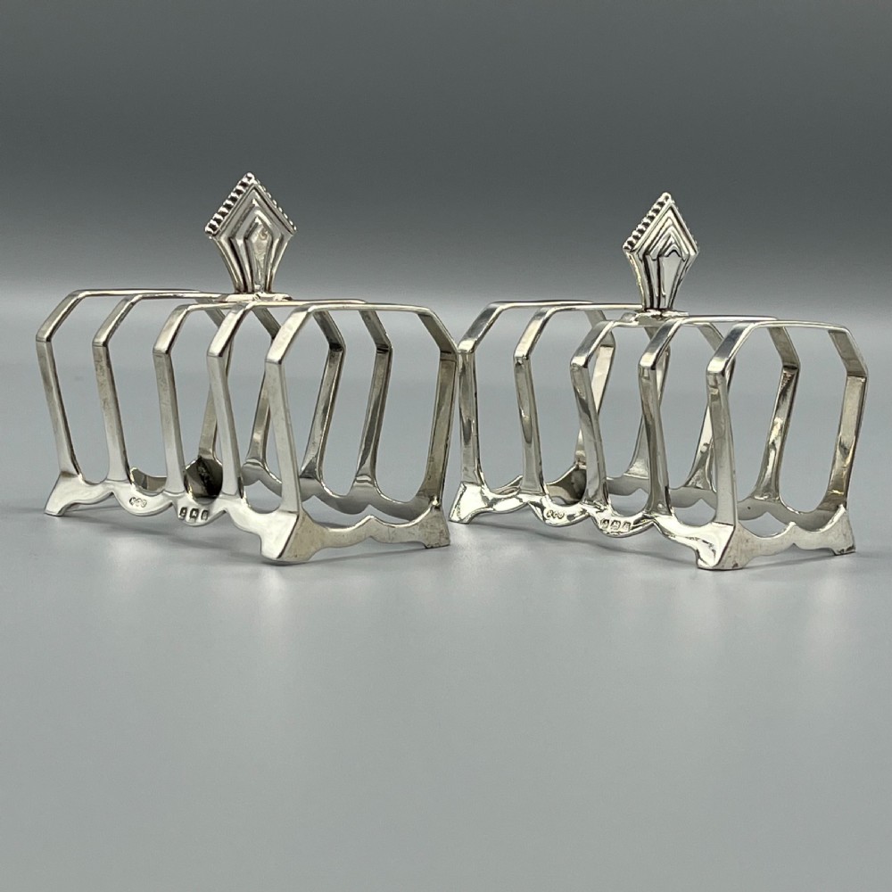 Pair of Solid Silver Art Deco Toast Racks Hallmarked Birmingham 1932