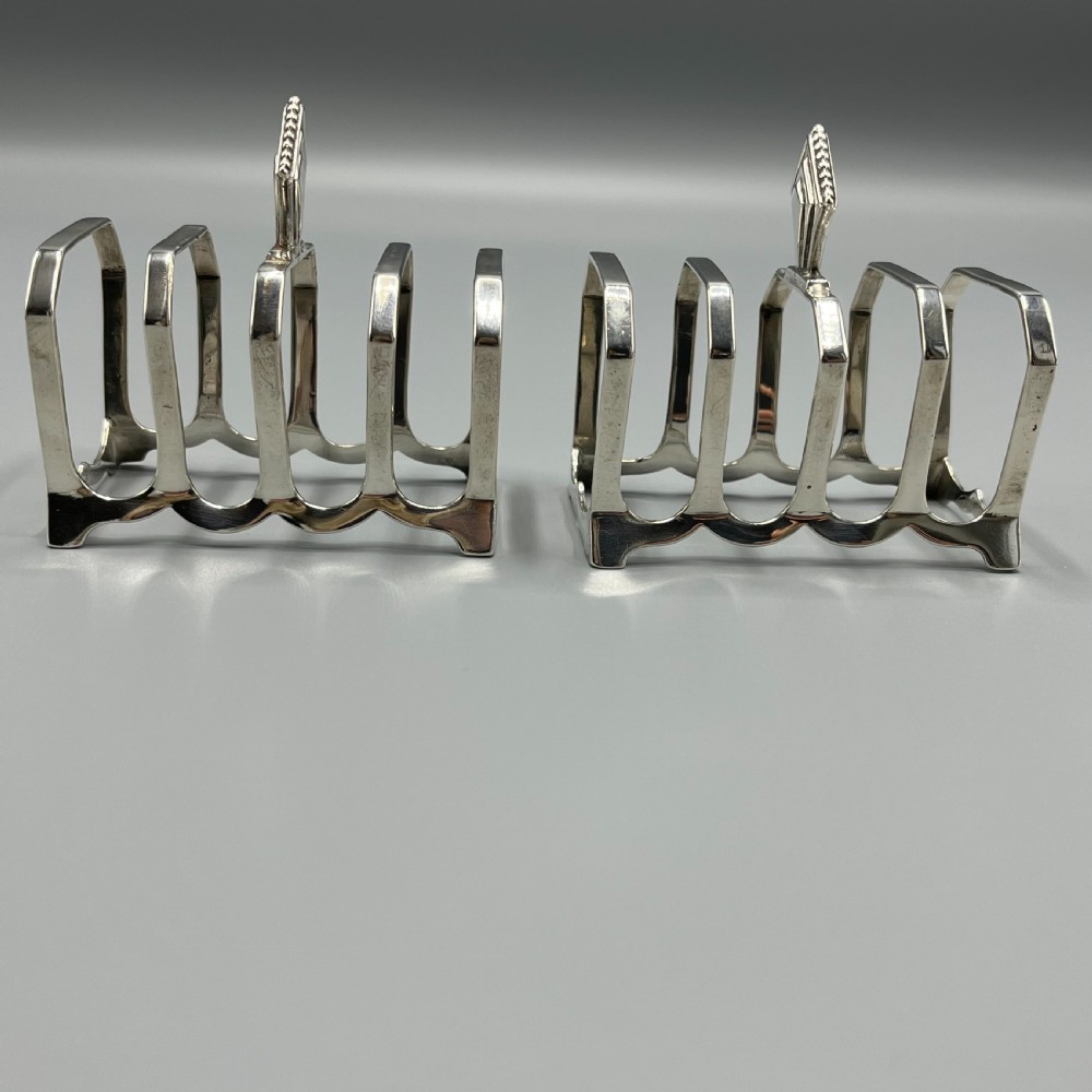 Pair of Solid Silver Art Deco Toast Racks Hallmarked Birmingham 1932 View V