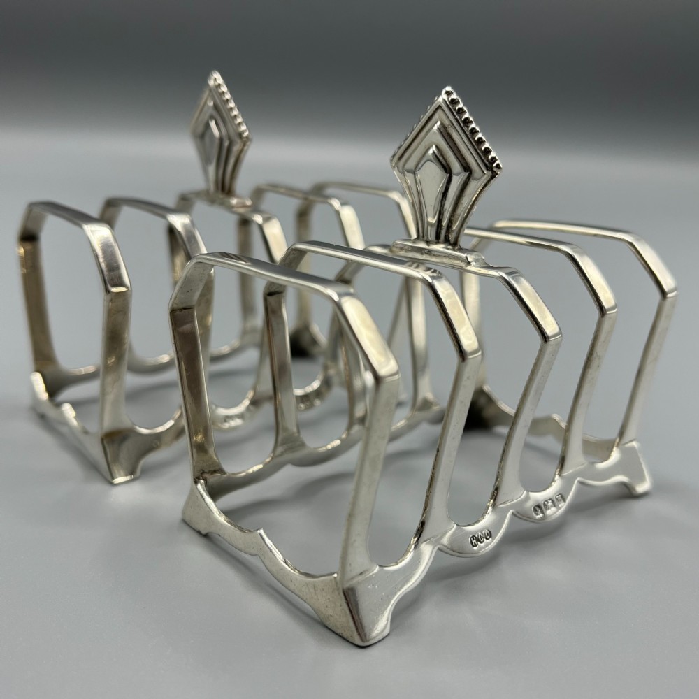 Pair of Solid Silver Art Deco Toast Racks Hallmarked Birmingham 1932 View VII