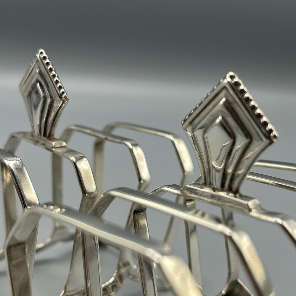 Pair of Solid Silver Art Deco Toast Racks Hallmarked Birmingham 1932 View VIII