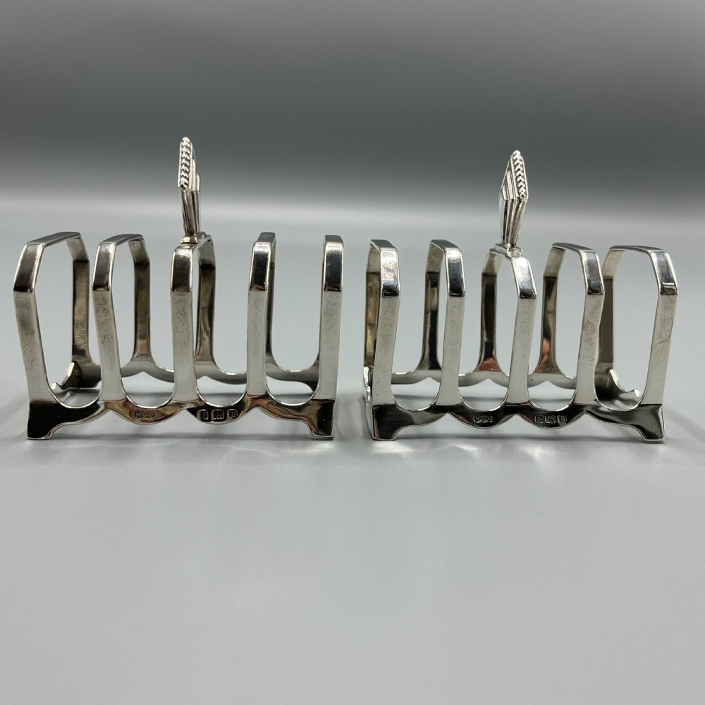 Pair of Solid Silver Art Deco Toast Racks Hallmarked Birmingham 1932 View IX