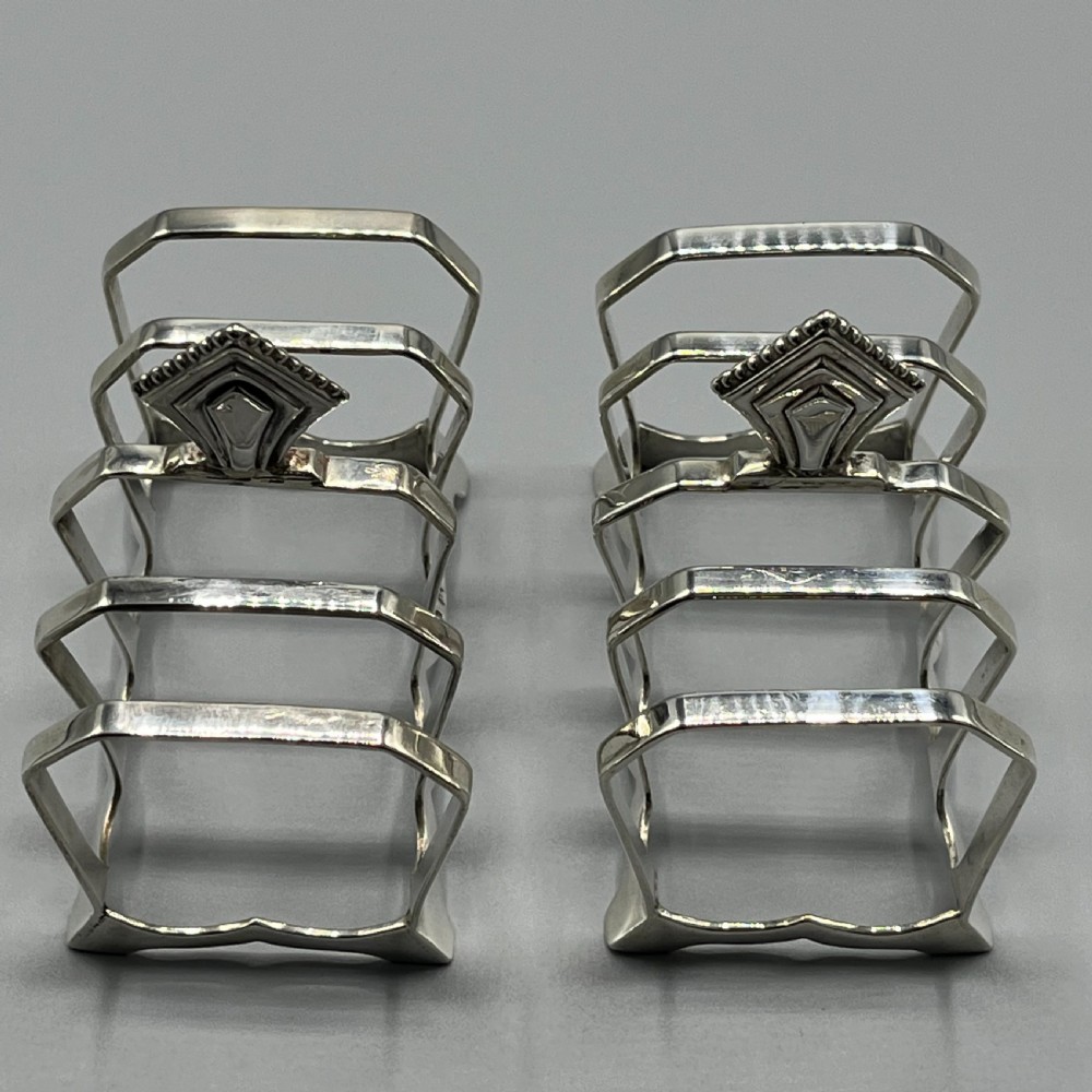 Pair of Solid Silver Art Deco Toast Racks Hallmarked Birmingham 1932 View XII