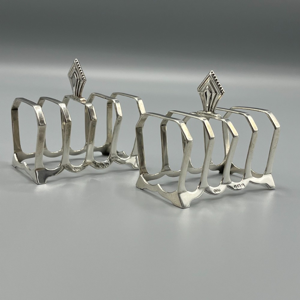 Pair of Solid Silver Art Deco Toast Racks Hallmarked Birmingham 1932 View XIII