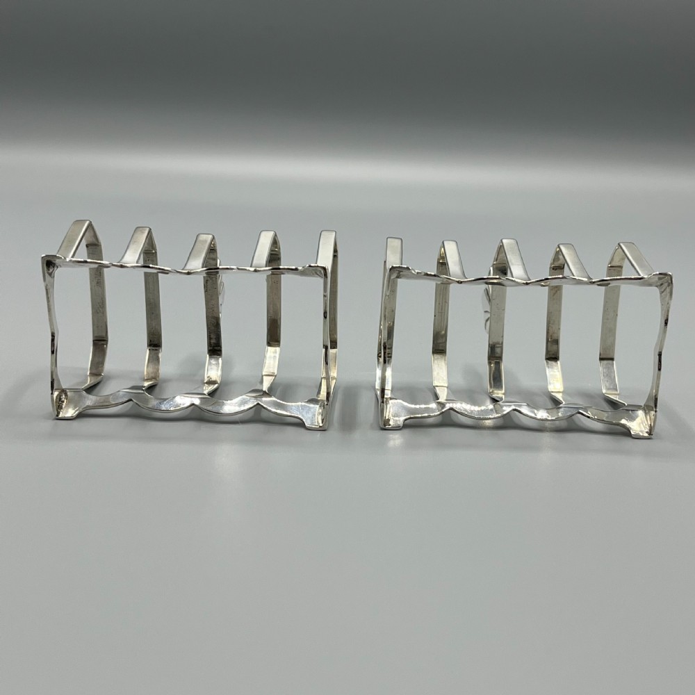 Pair of Solid Silver Art Deco Toast Racks Hallmarked Birmingham 1932 View XIV