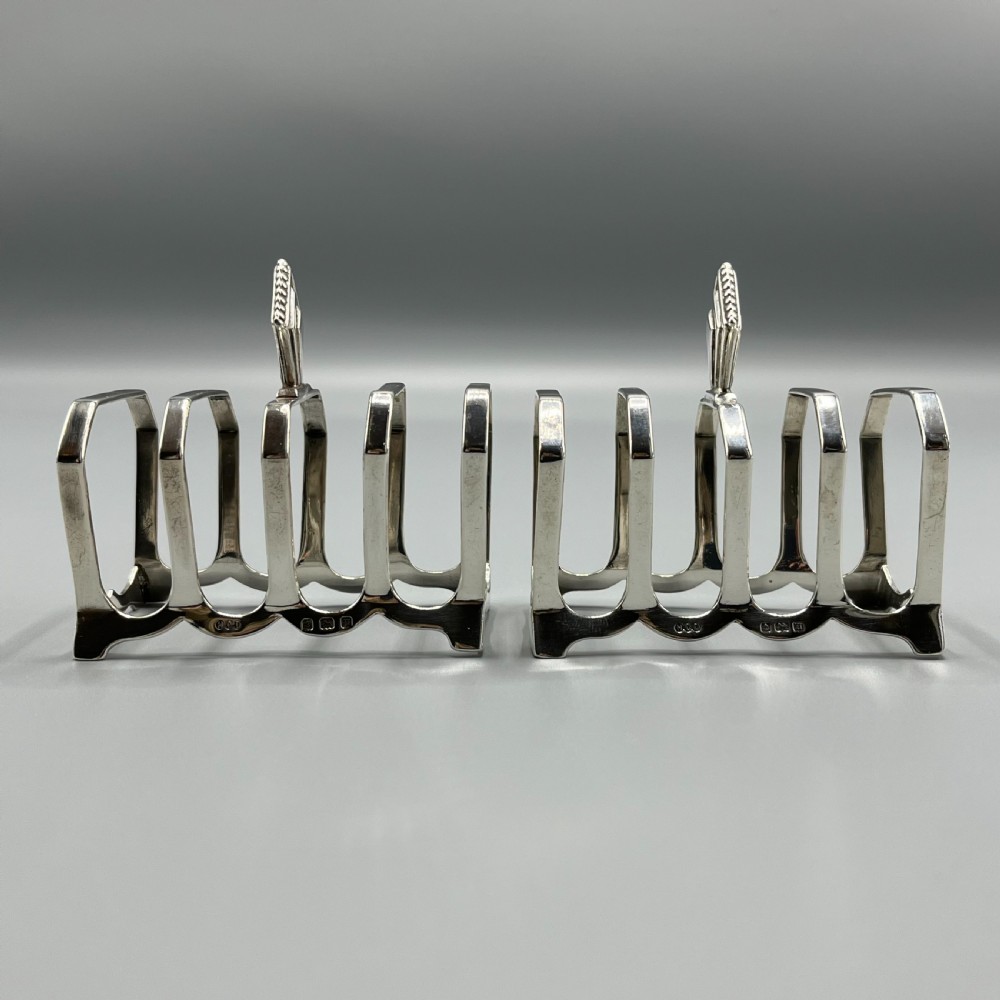 Pair of Solid Silver Art Deco Toast Racks Hallmarked Birmingham 1932 View XV