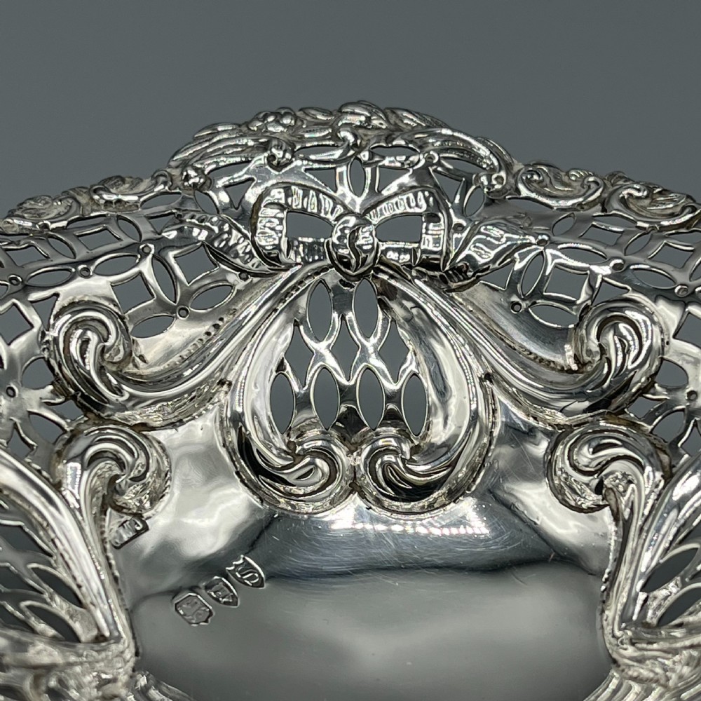 Pair Solid Sterling Silver Bon Bon Dishes Heavy Gauge View X