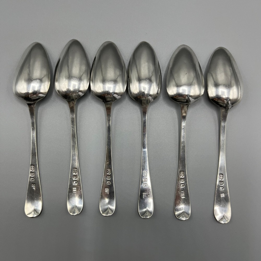 Georgian Solid Sterling Silver Bright Cut Tea Spoons Hallmarked 1797 View VII