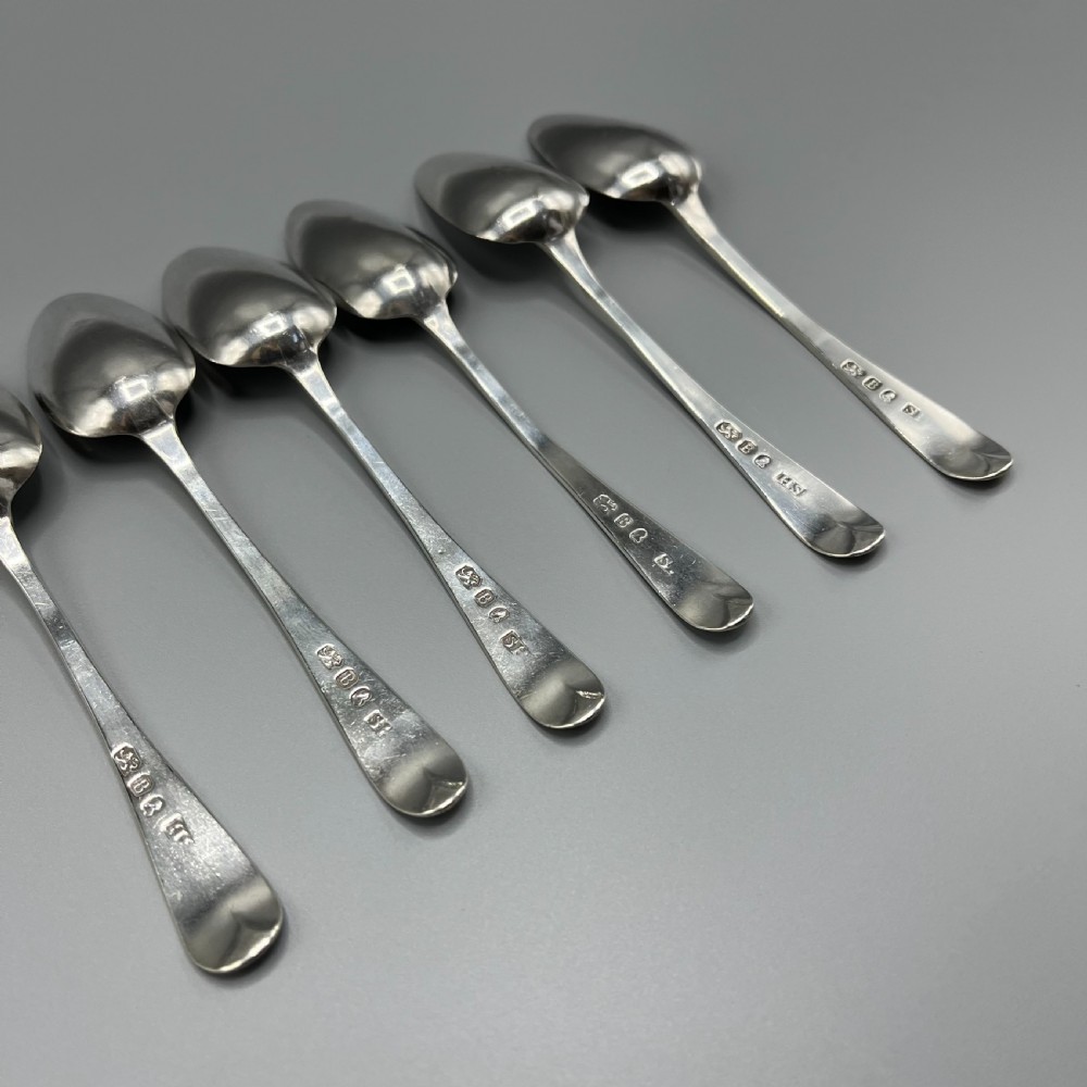 Georgian Solid Sterling Silver Bright Cut Tea Spoons Hallmarked 1797 View VIII
