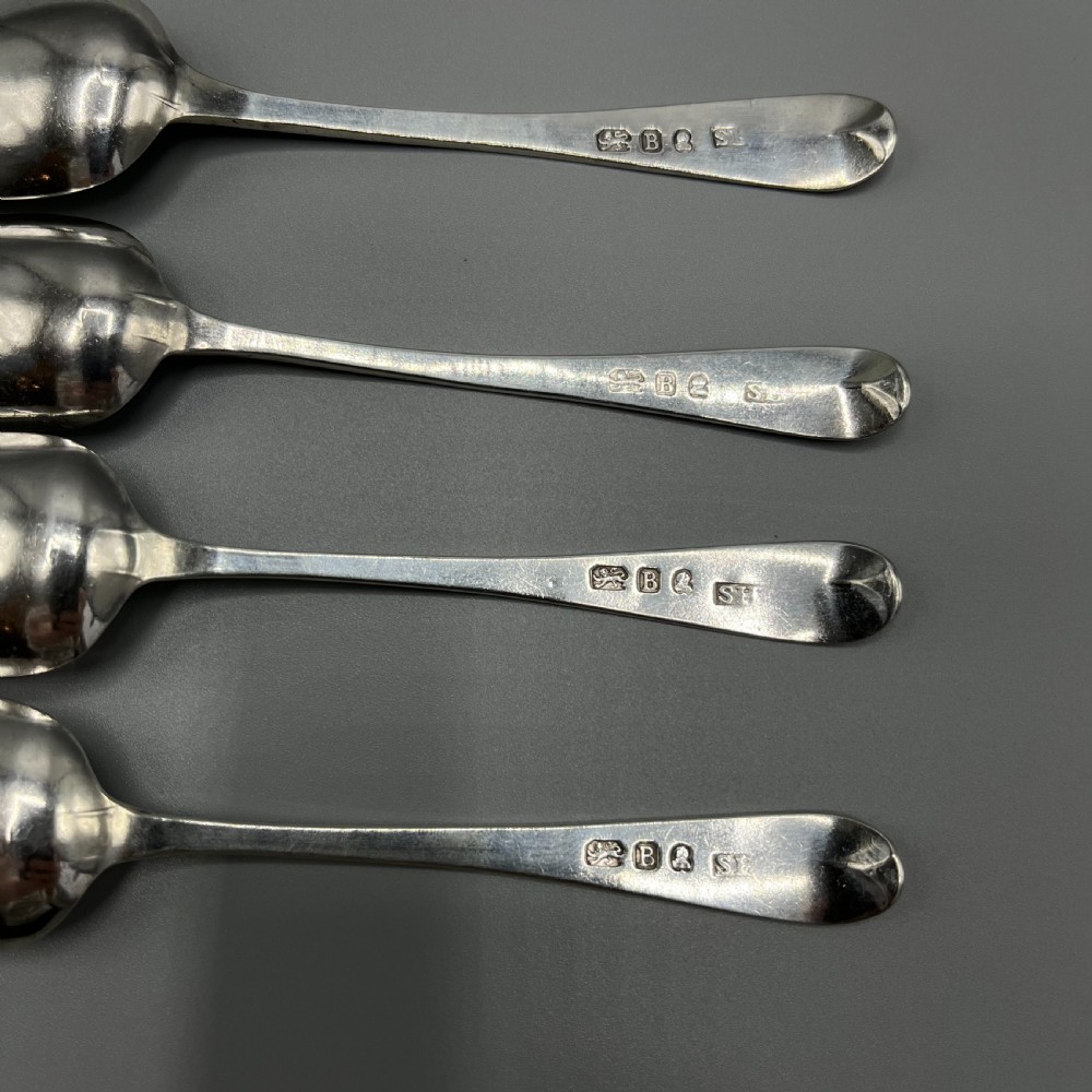 Georgian Solid Sterling Silver Bright Cut Tea Spoons Hallmarked 1797 View IX