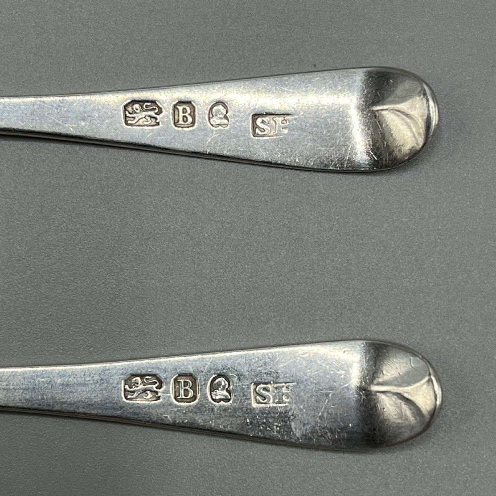 Georgian Solid Sterling Silver Bright Cut Tea Spoons Hallmarked 1797 View X