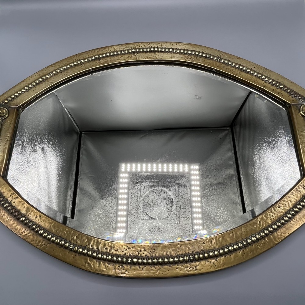 Large Brass Art Nouveau Edwardian Period Oval Overmantle Wall Mirror View X