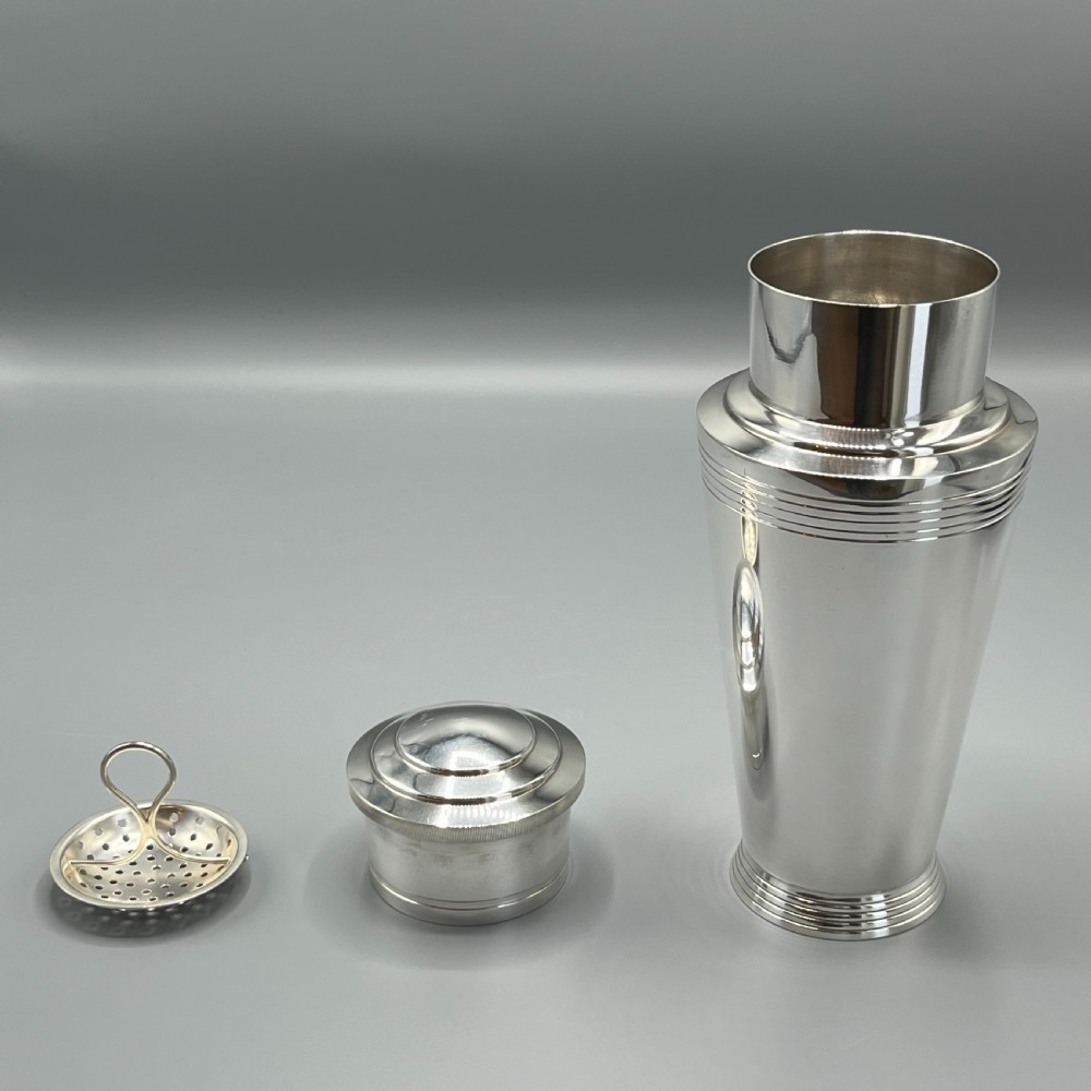 Large Art Deco Silver Plated Cocktail Shaker By Mappin & Webb View X