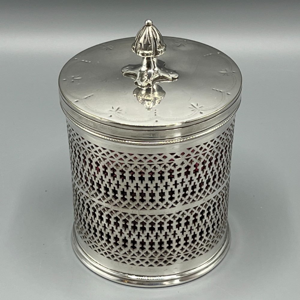 Edwardian Quality Silver Plated Marmalade Preserve Pot with Cranberry Glass Liner View VIII