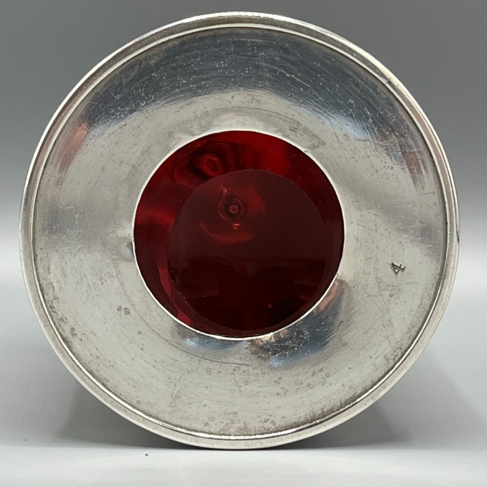 Edwardian Quality Silver Plated Marmalade Preserve Pot with Cranberry Glass Liner View XVI