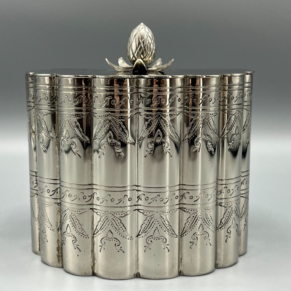 Victorian Silver Plated Tea Caddy with Scalloped Body